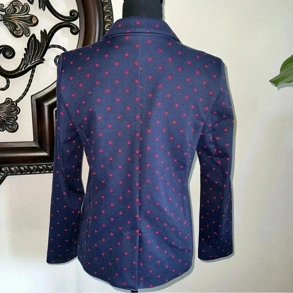 Talbots Navy Blue Blazer with Red Polka Dots NWOT Size 8P - Picture 13 of 14
